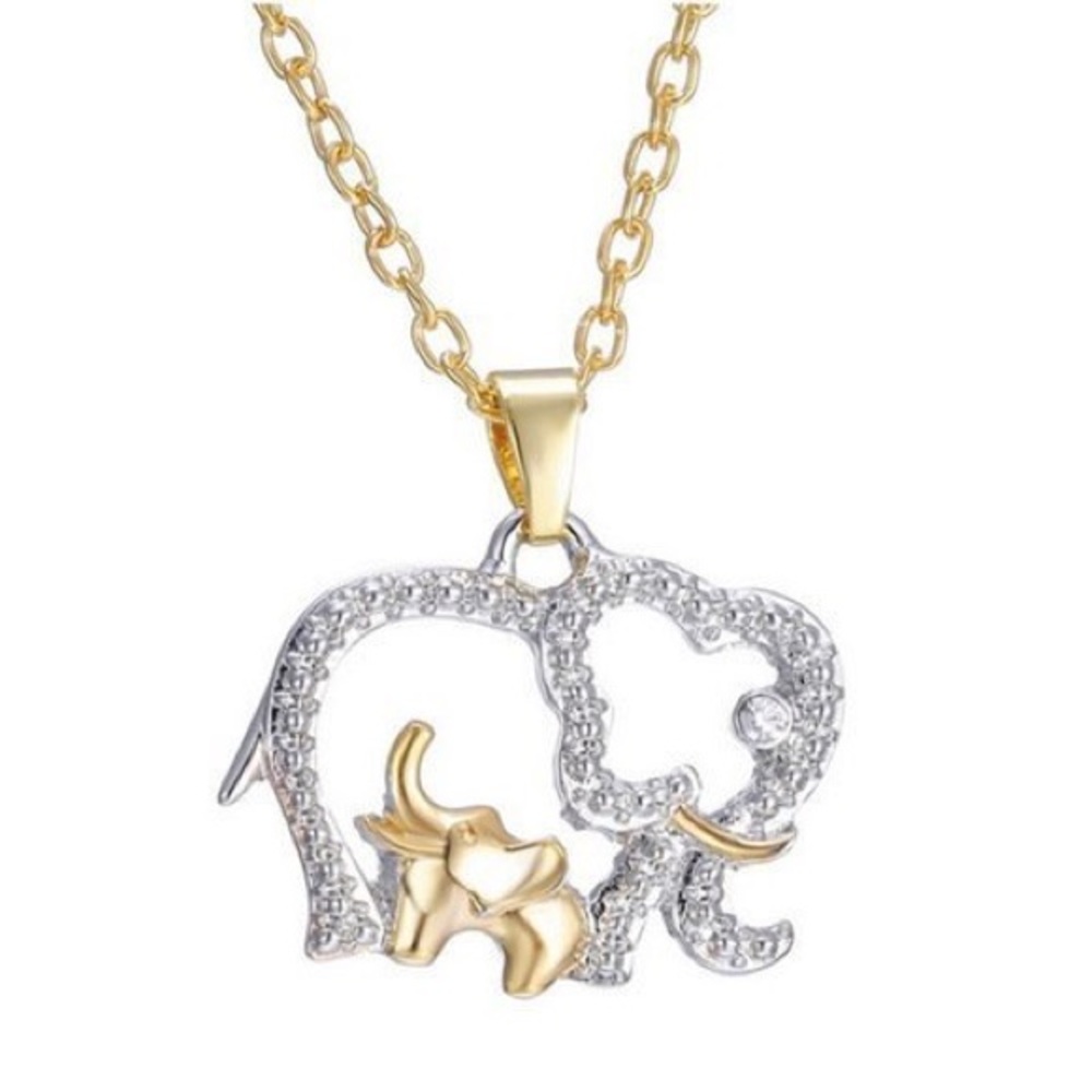 Adorable Mother and Child Elephant Necklace